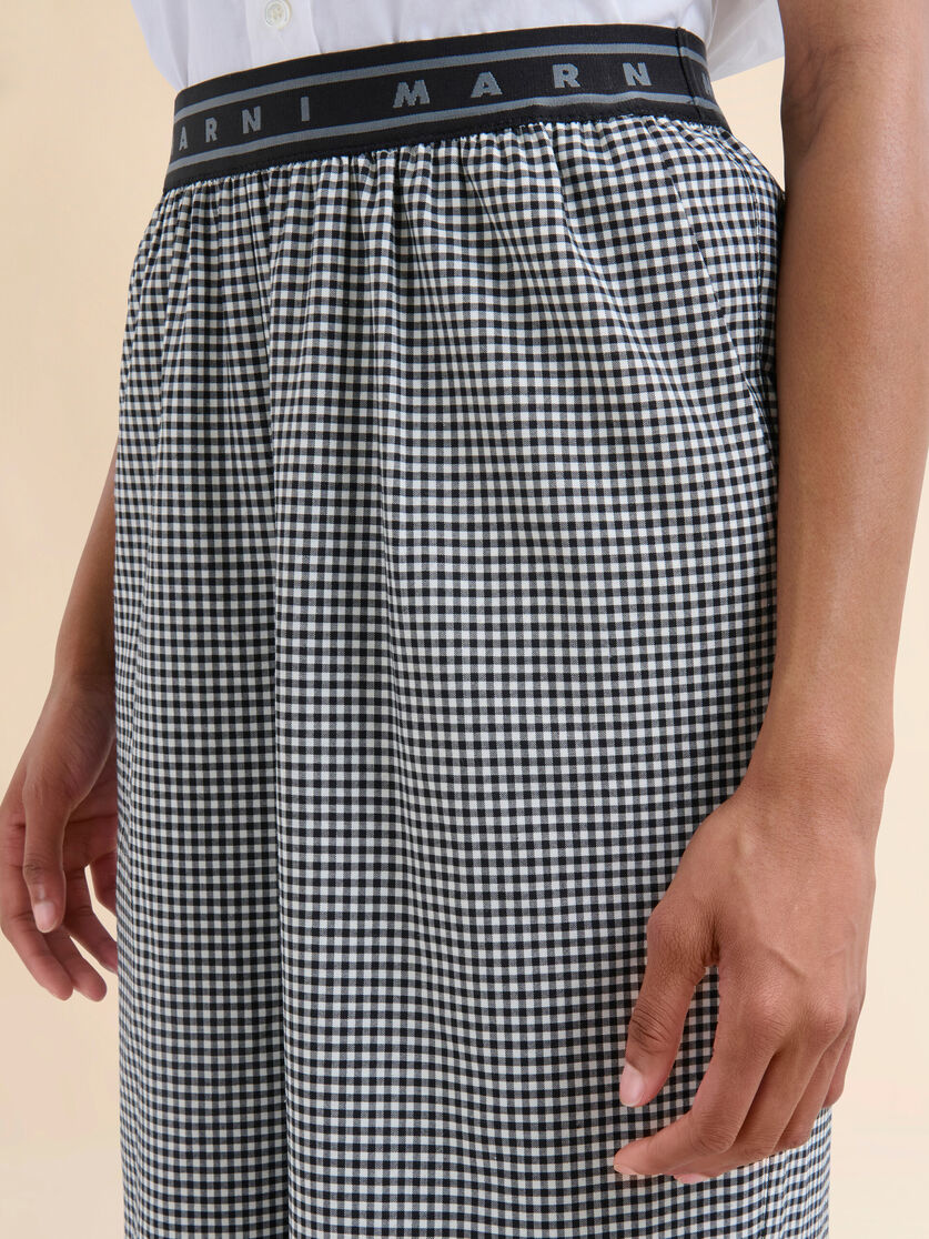 Wool blend black and white check palazzo trousers - Pants - Image 4