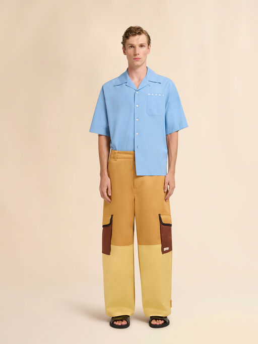 Brown water-repellent gabardine colour-block cargo trousers - Pants
