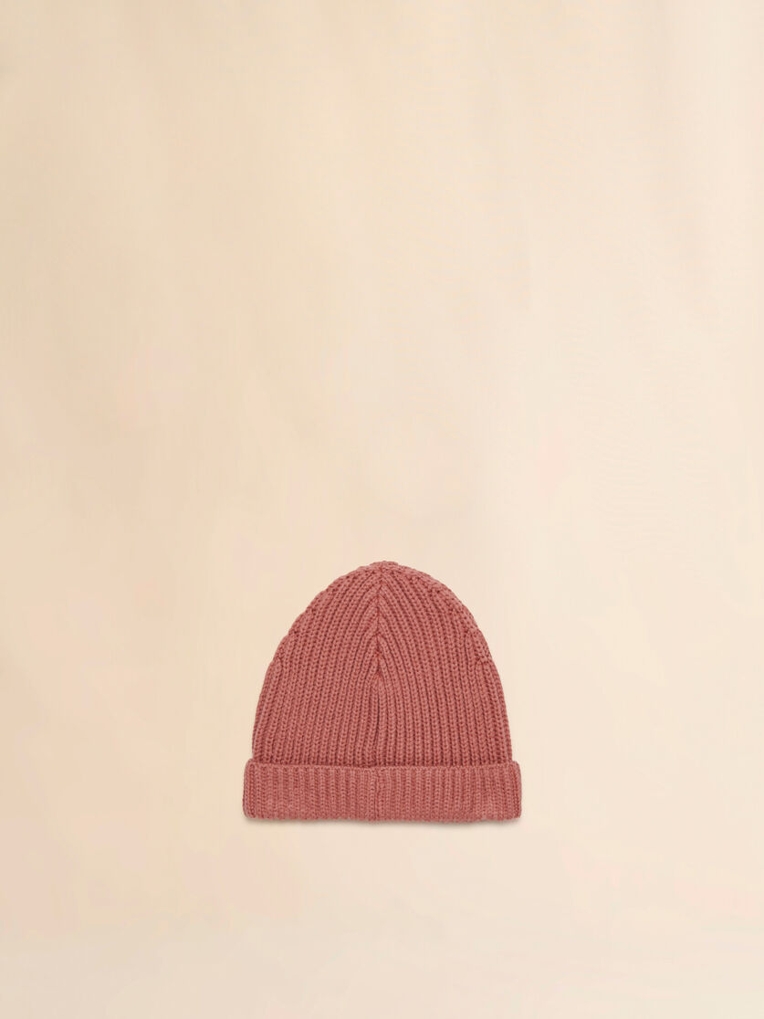Pink wool blend beanie with Marni Symbol - Caps - Image 2