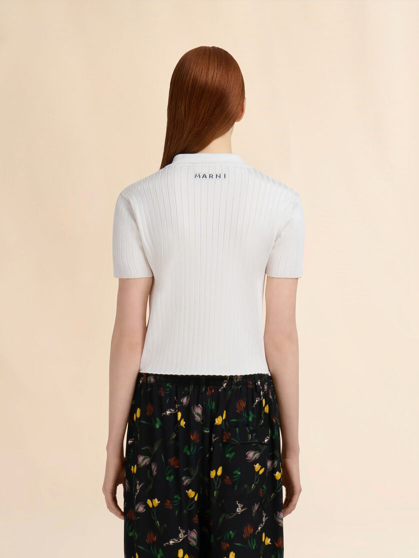 White viscose half-and-half polo - Shirts - Image 3