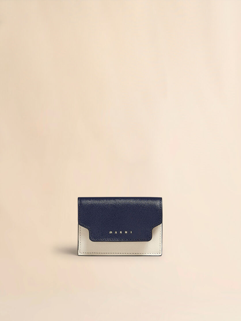 Green, white and brown saffiano leather tri-fold wallet - Wallets - Image 1