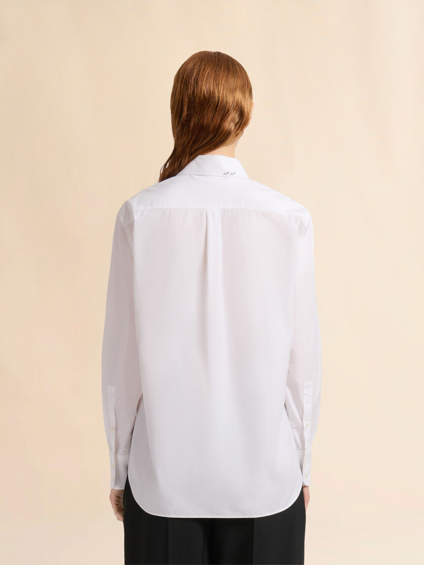White organic poplin shirt with Marni Mending - Shirts - Image 3