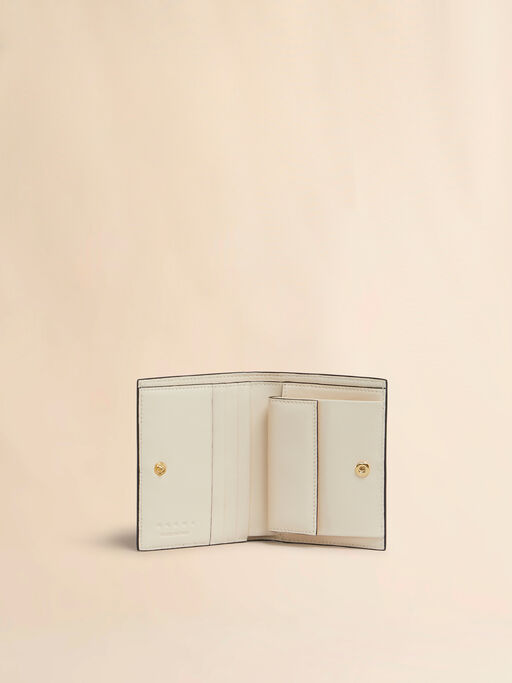 クリーム レザー製 Envelope 二つ折りウォレット - 財布