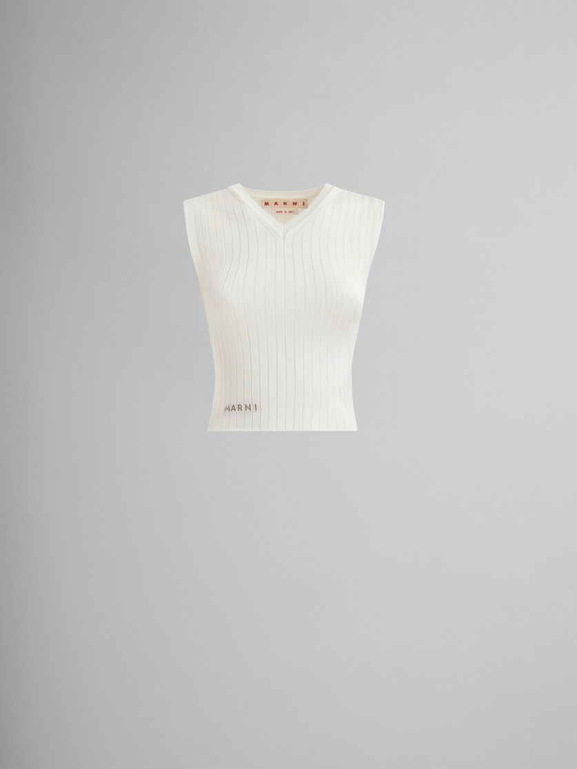 White ribbed viscose vest | Marni