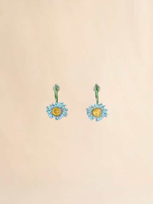 Enameled metal and stones Flower Pop drop earrings - Earrings