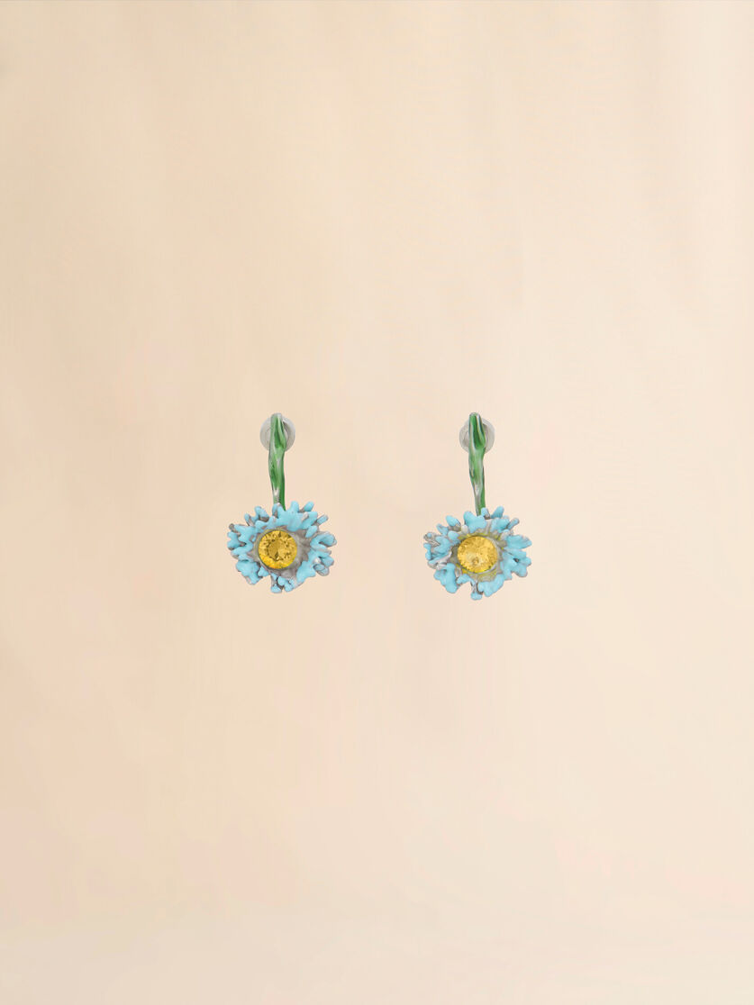 Enameled metal and stones Flower Pop drop earrings - Earrings - Image 1