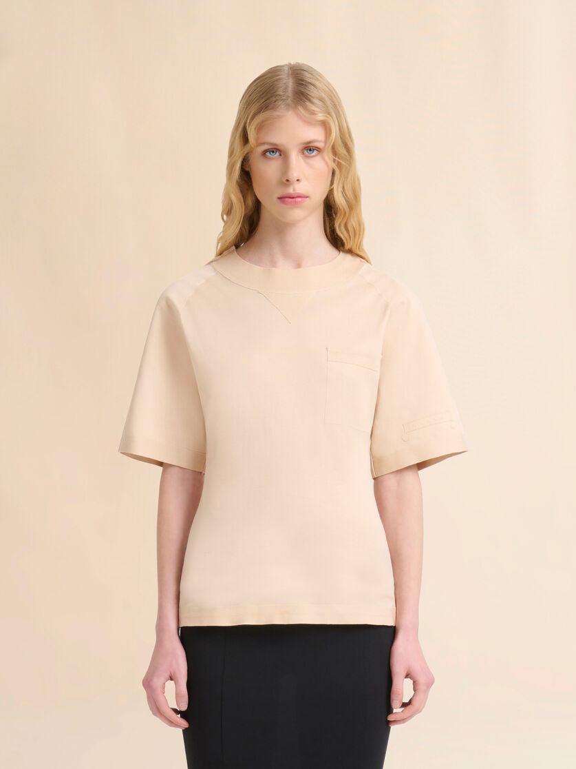 Pale peach cotton short-sleeve sweatshirt with Trunkaroo detail - T-shirts - Image 2