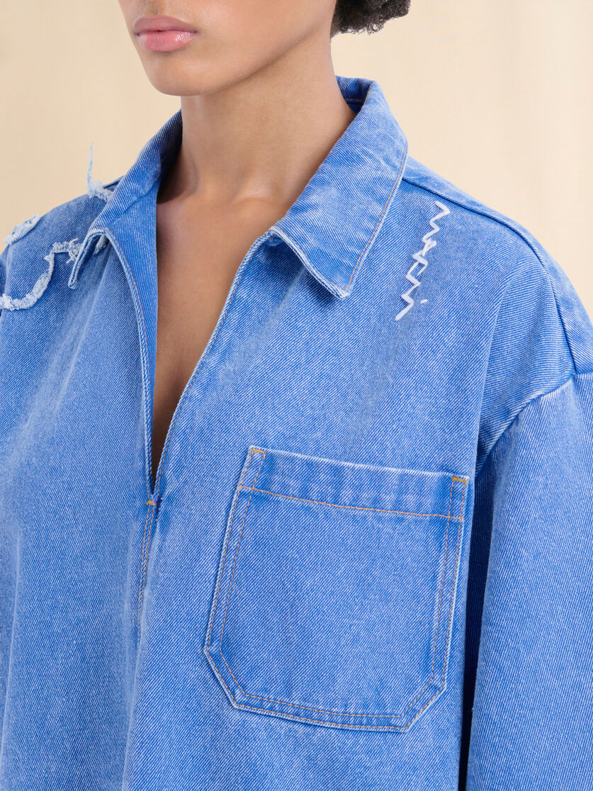 Short denim dress with patch detail - Dresses - Image 4