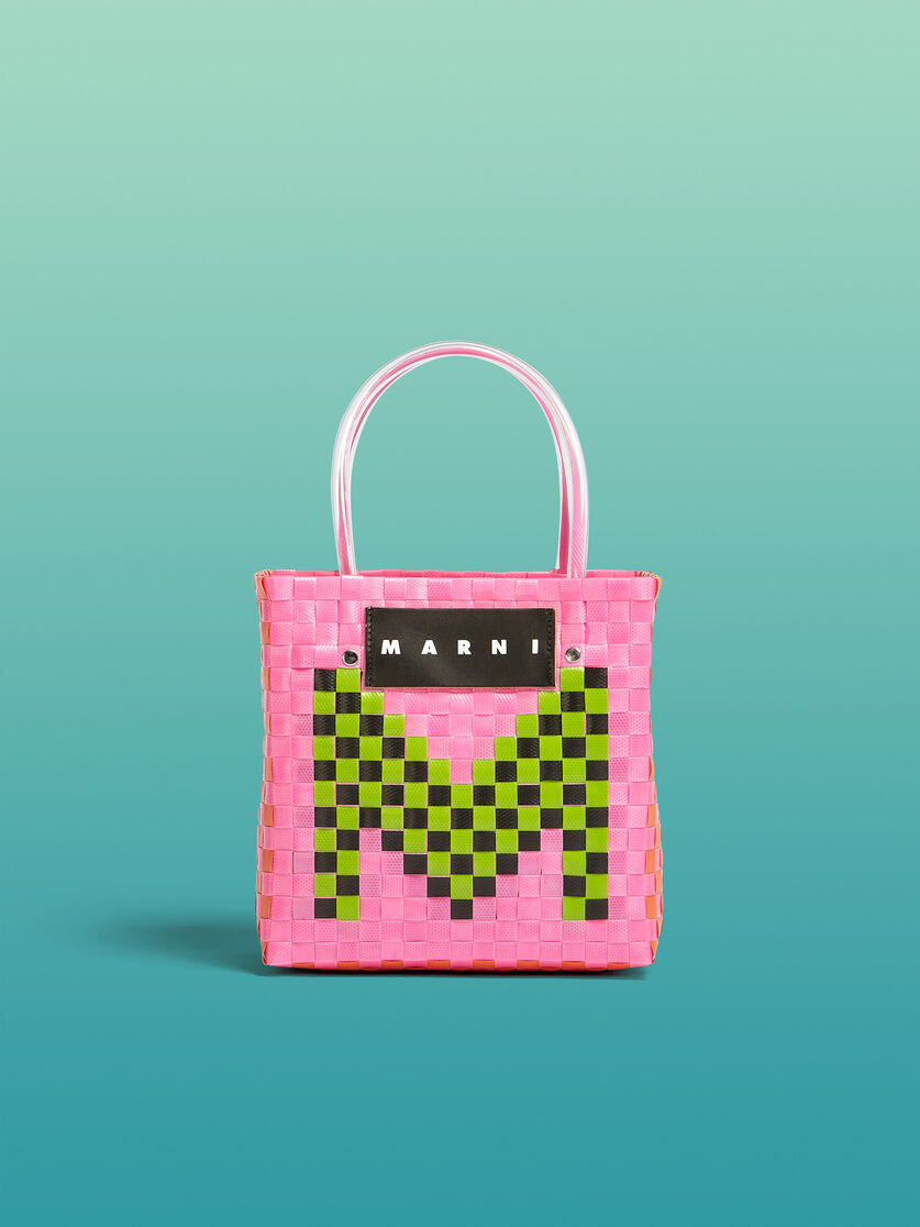 MARNI MARKET Shopper mit M-Logo aus Gewebe in Rosa - Shopper - Image 1