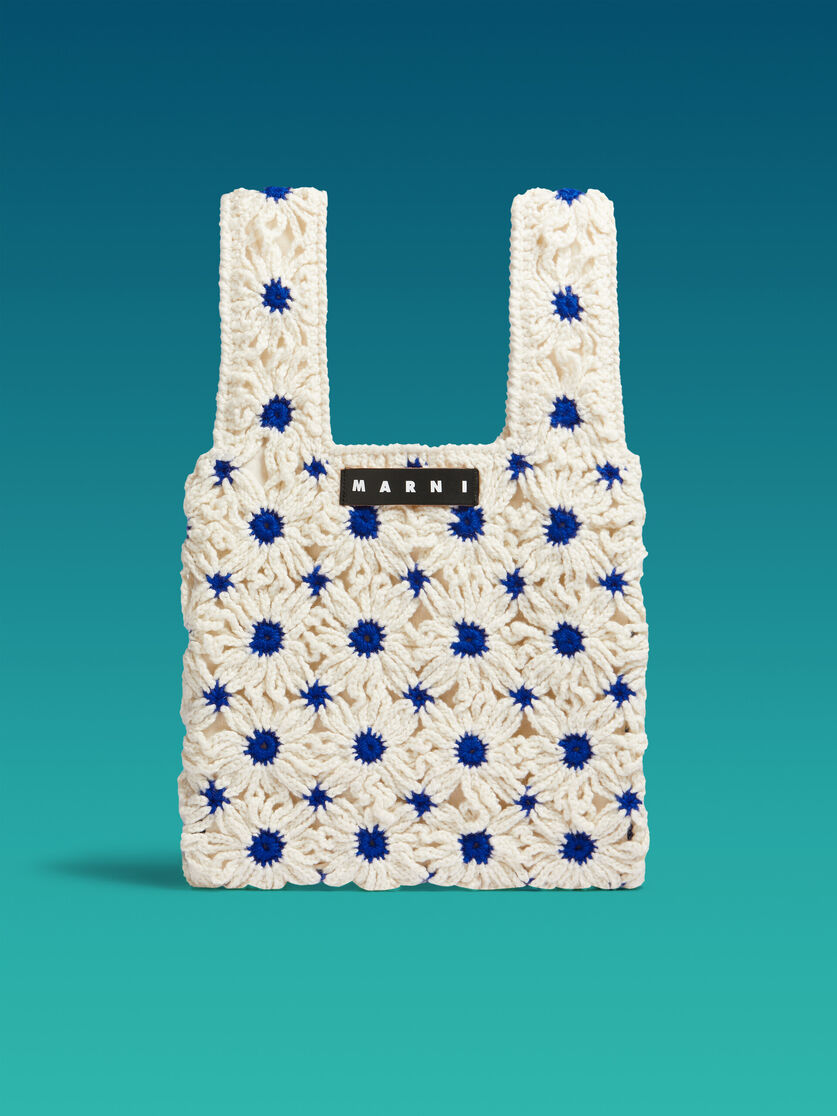 MARNI MARKET FISH bag in white and blue crochet - Bags - Image 1