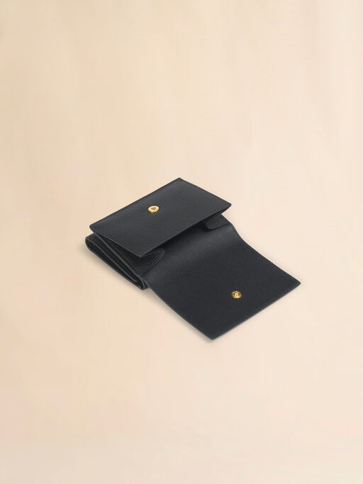 Portefeuille &agrave; trois volets en cuir noir avec broderie Marni Mending - Portefeuilles