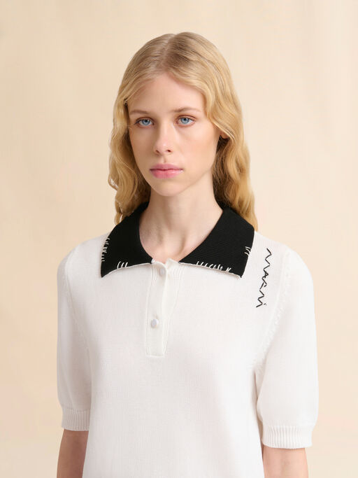 White cotton polo shirt with Marni Symbol - Shirts