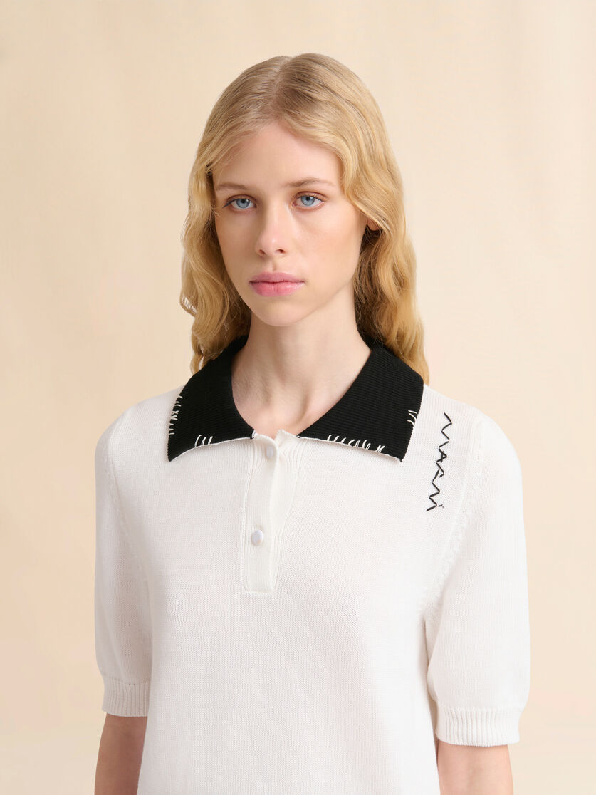 White cotton polo shirt with Marni Symbol - Shirts - Image 4