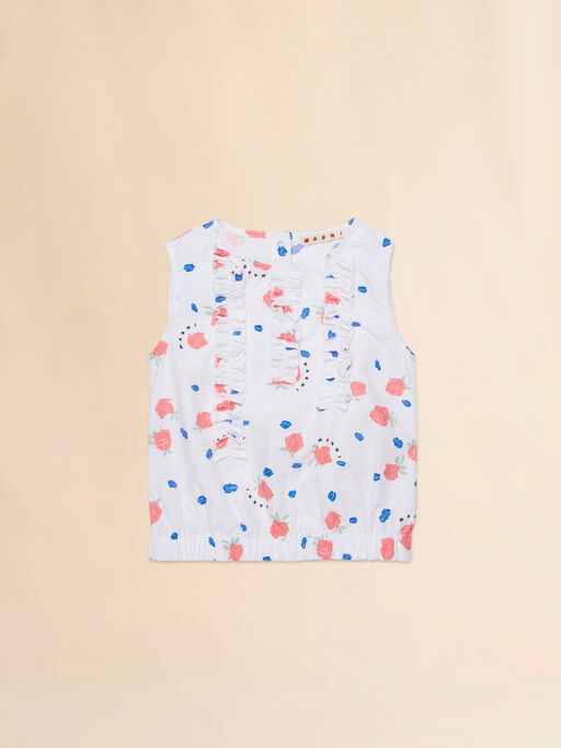 Top in cotone bianco con stampa Tea Time - Camicie