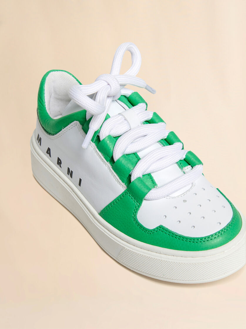 White and green leather low-top sneaker - Sneakers - Image 4