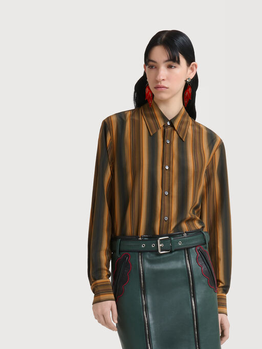 Orange Degrad&eacute; Stripe cotton-silk shirt - Shirts