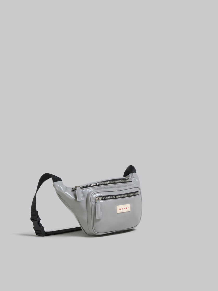 Grey patent belt bag Marni