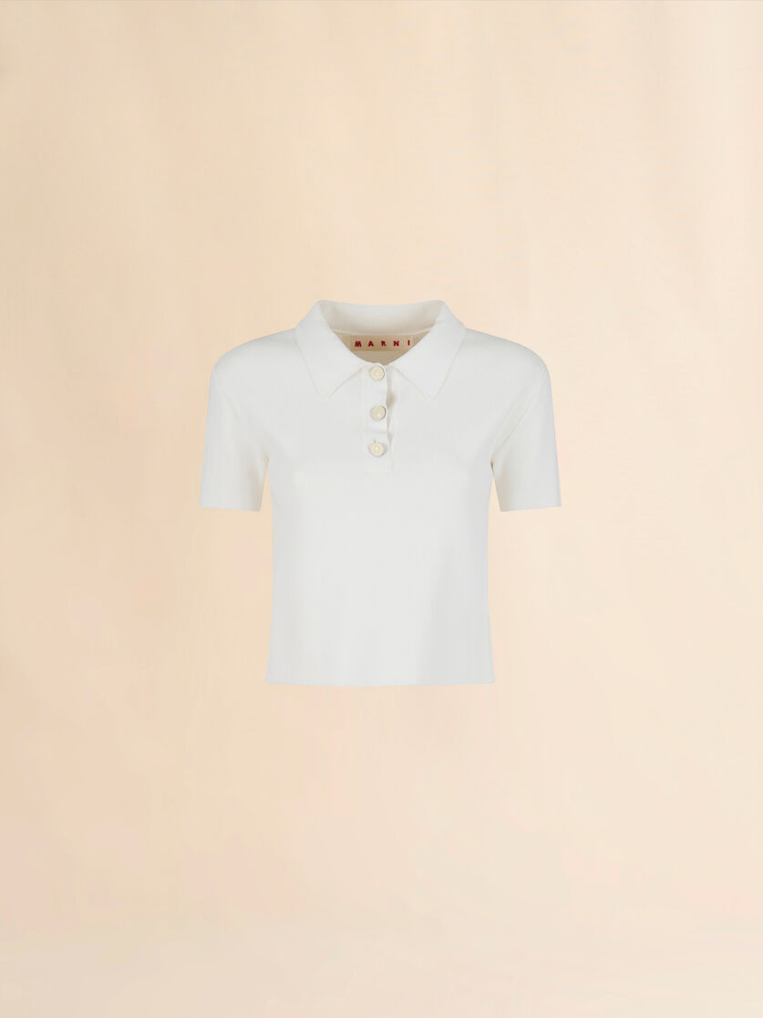 White viscose half-and-half polo - Shirts - Image 1