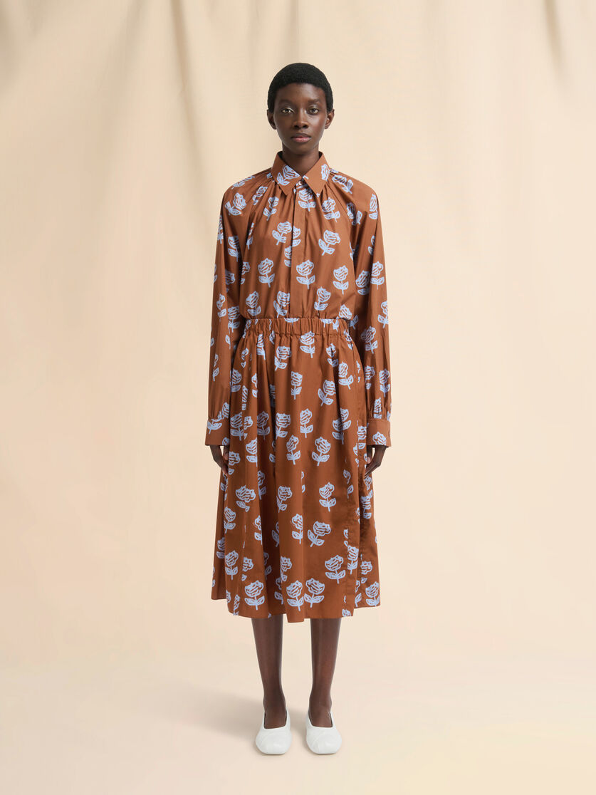 Light blue poplin egg skirt with Sprayed Roses print - Skirts - Image 2