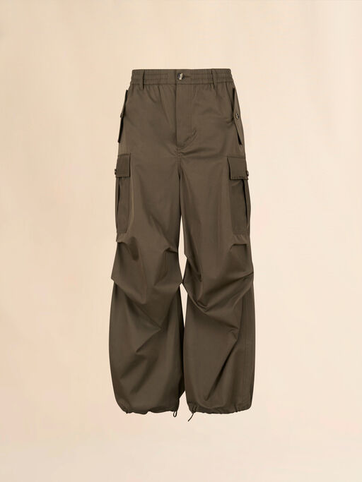 Pantalón cargo de tafetán verde oscuro repelente al agua - Pantalones