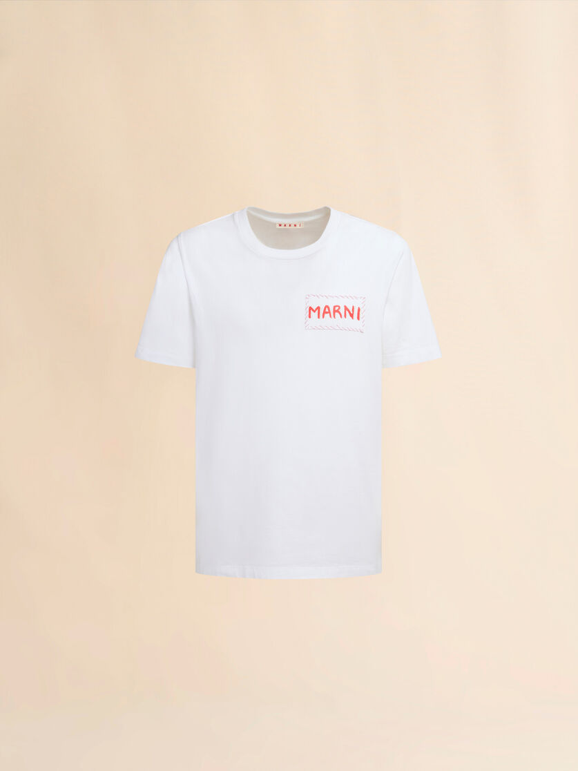 White organic cotton T-shirt with Marni patch | Marni