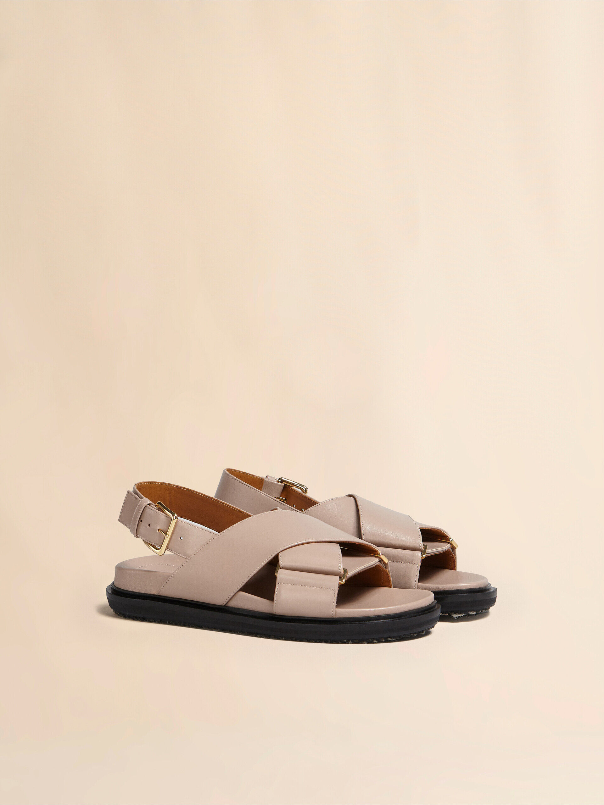 サンダル・ミュール Marni FUSSBETT MULES MARNI Fussbett raffia and leather slingback sandals | NET-A