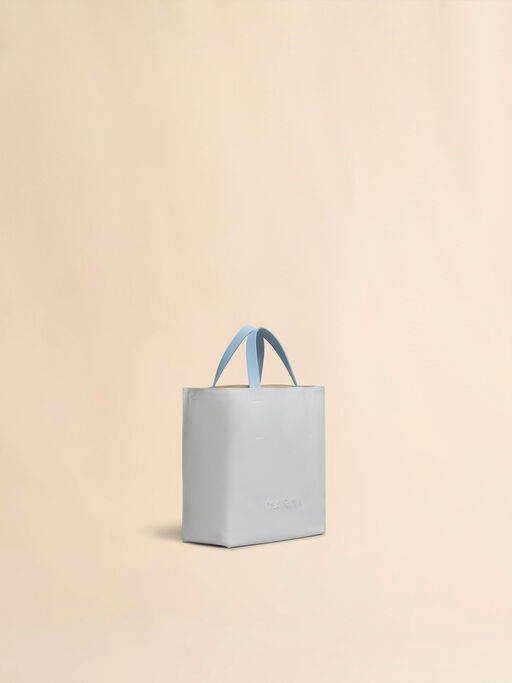 Museo Soft Mini Bag in grey beige and blue leather with Marni Symbol embroidery - Shopping Bags