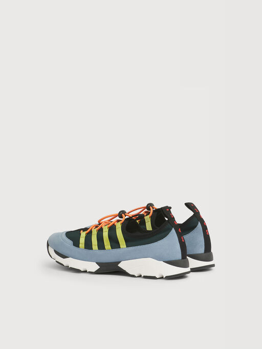 Sneaker mit Schn&uuml;rung aus gr&uuml;nem und hellblauem Lycra - Sneakers