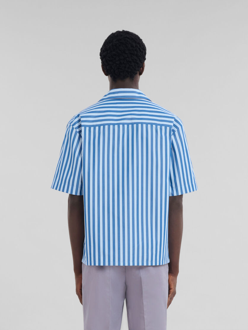 Blue striped organic poplin bowling shirt - Shirts - Image 3