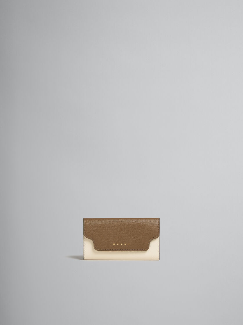 Colour block saffiano leather keyring - Key Rings - Image 1