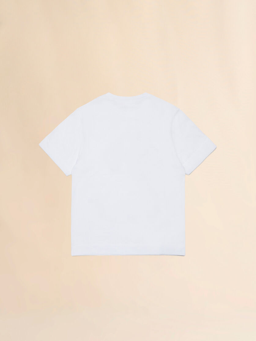 T-shirt in cotone bianco con maxi stampa Dinosauro, Image 2