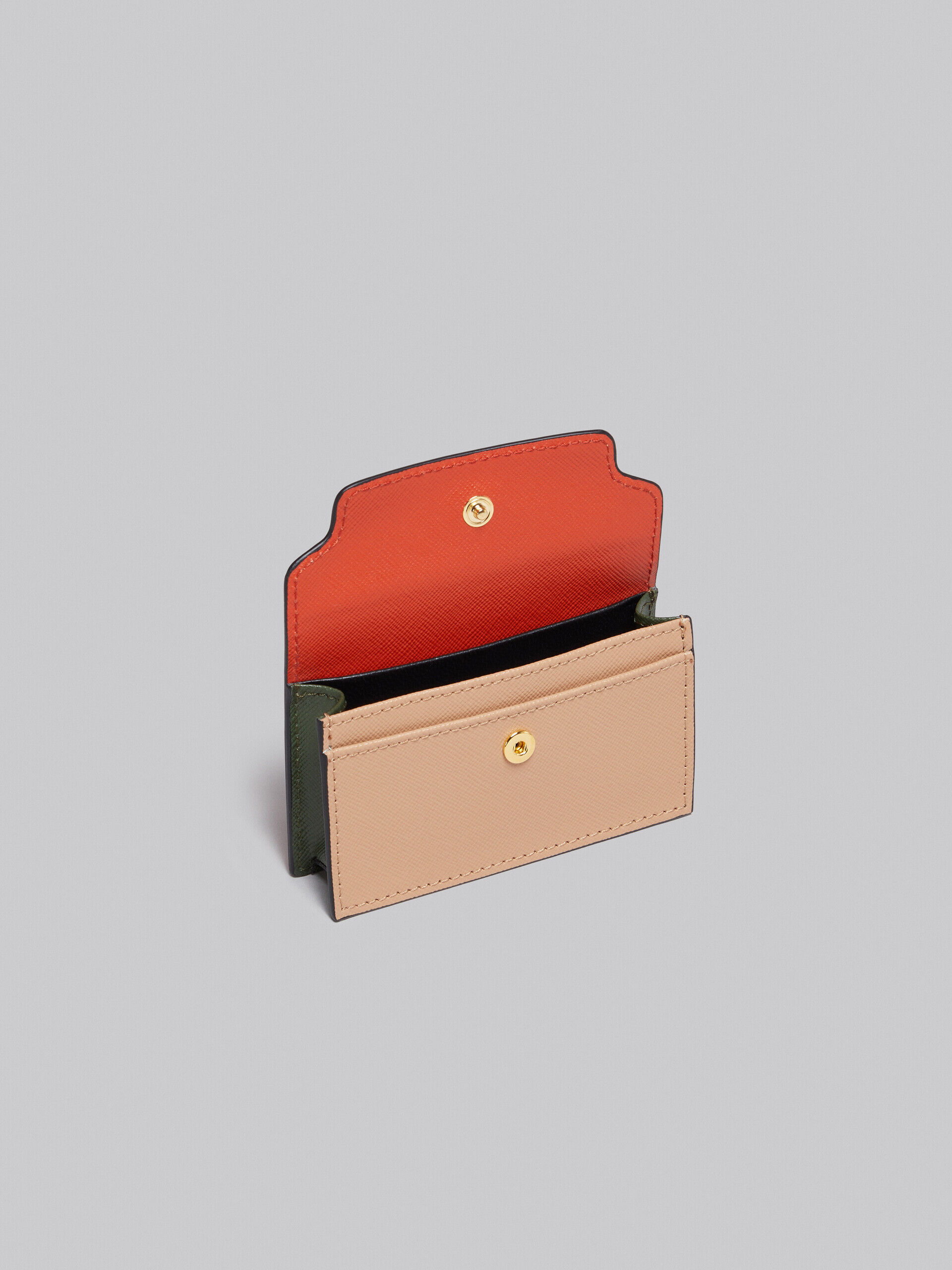 Brown multicolour saffiano leather business card case | Marni