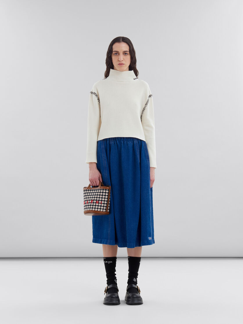 Black canvas Tropicalia Small Bucket Bag with daisy print | Marni