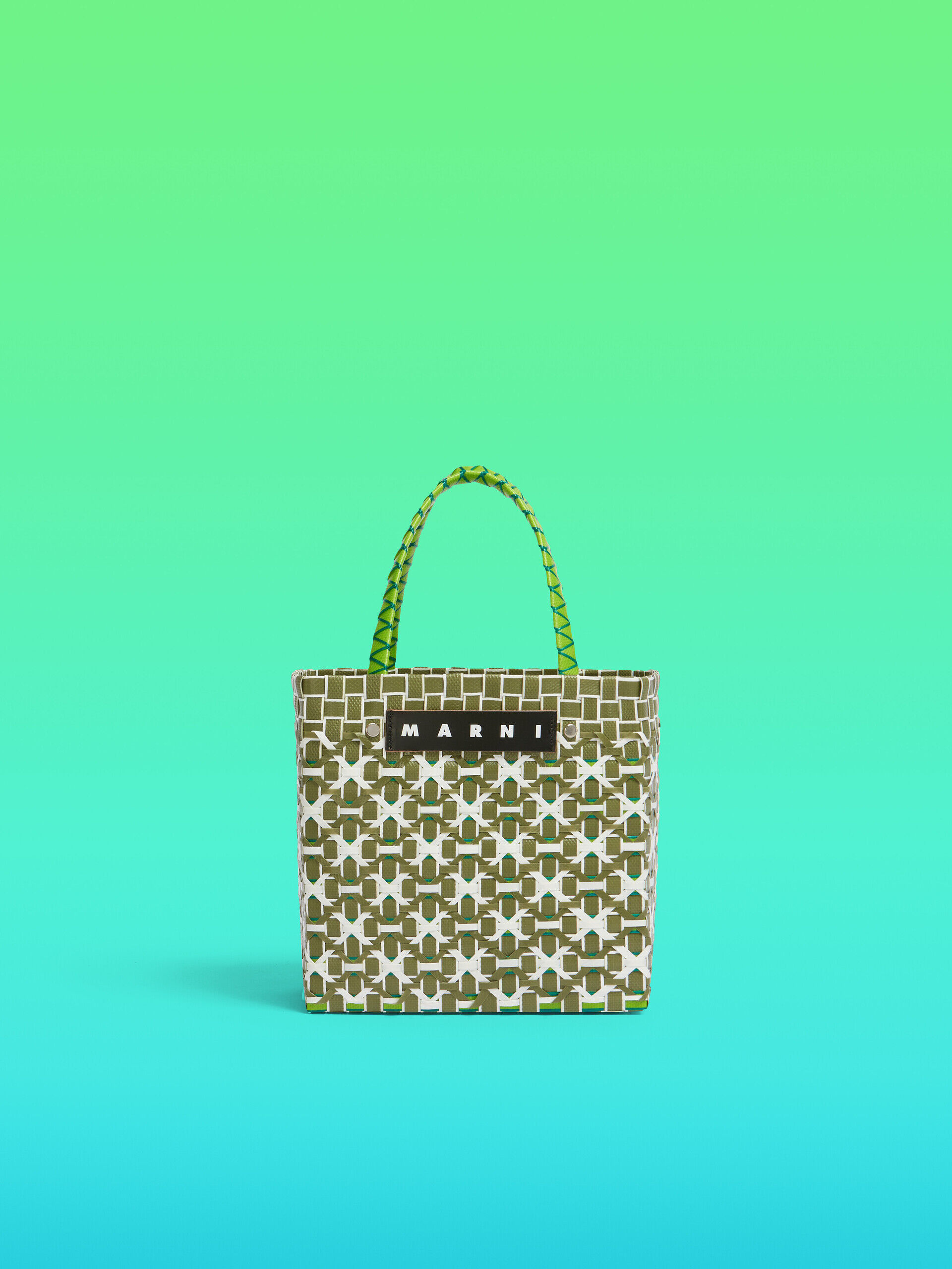 超美品!MARNI マルニ カゴバック グリーン カーキ グリーン MARNI MARKET Diagonal Cable ミニ バスケットバッグ