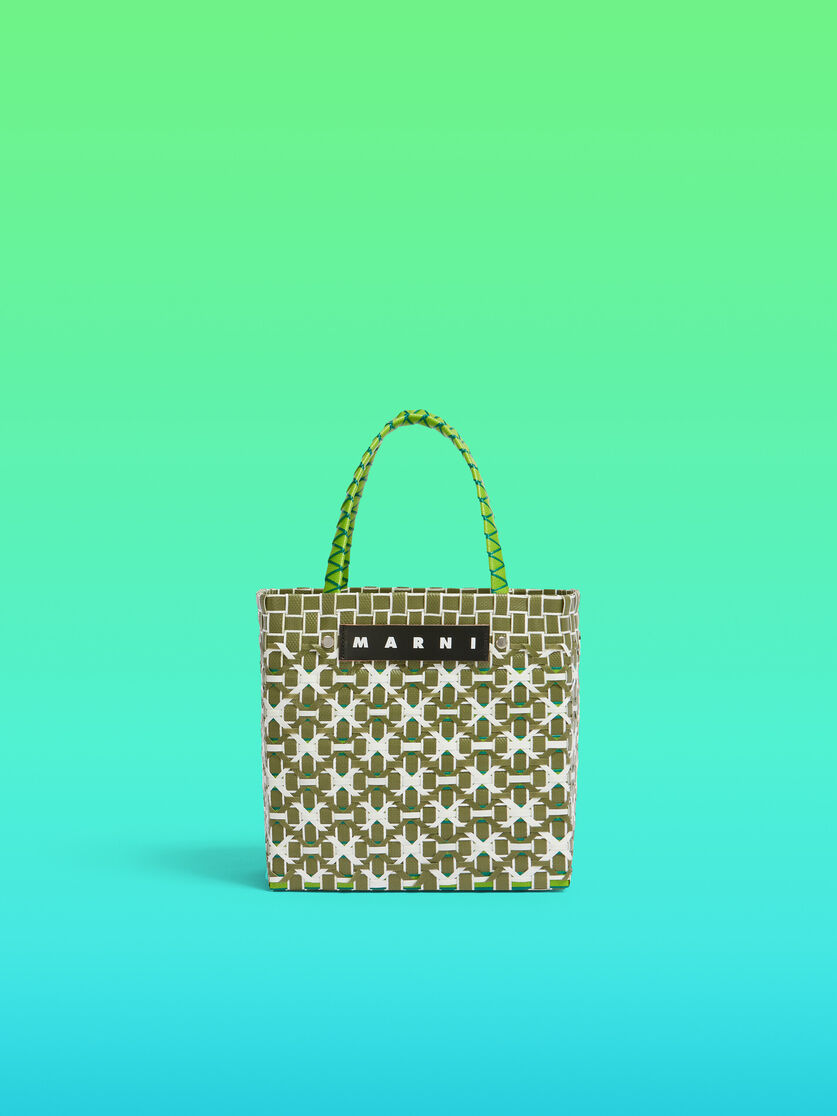 ダークグリーン ホワイト MARNI MARKET Criss-Cross ミニ バスケットバッグ, Image 1