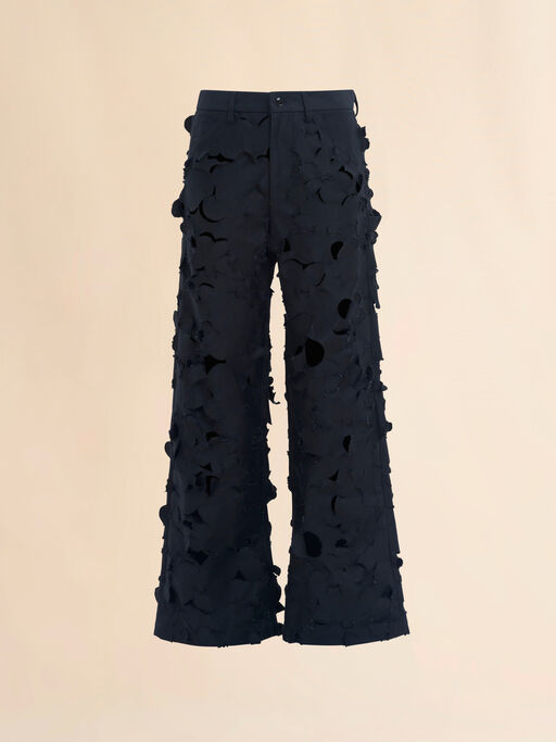 Black cotton cargo pants with cut-out detail - Pants