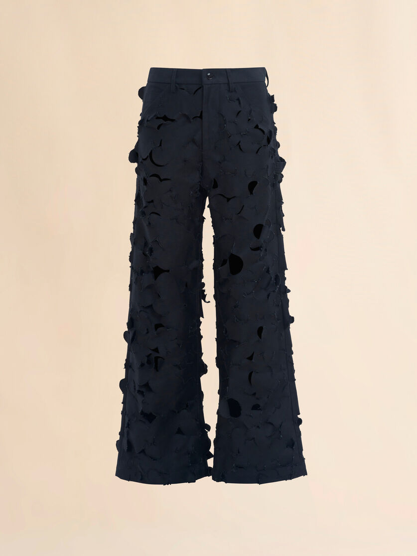 Black cotton cargo pants with cut-out detail - Pants - Image 1