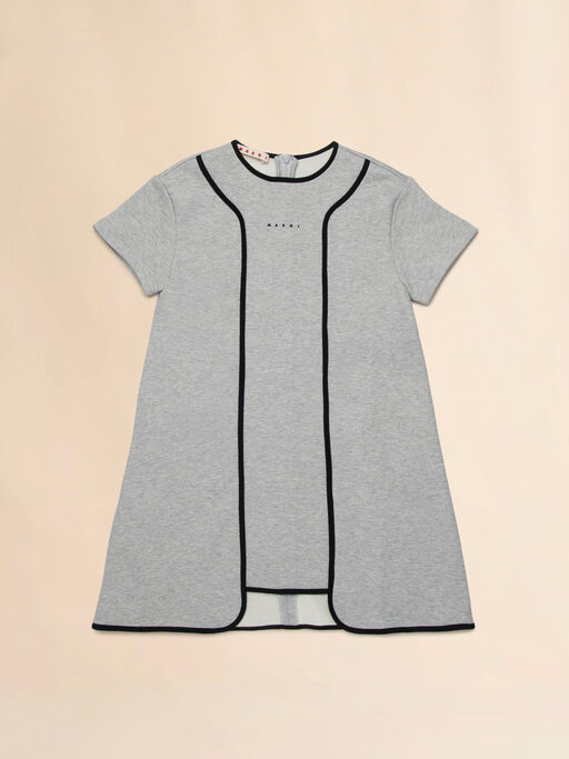 Gray cotton dress with contrast piping - Dresses