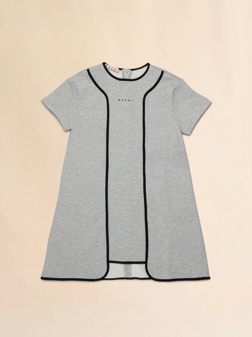 Gray cotton dress with contrast piping, Image 1