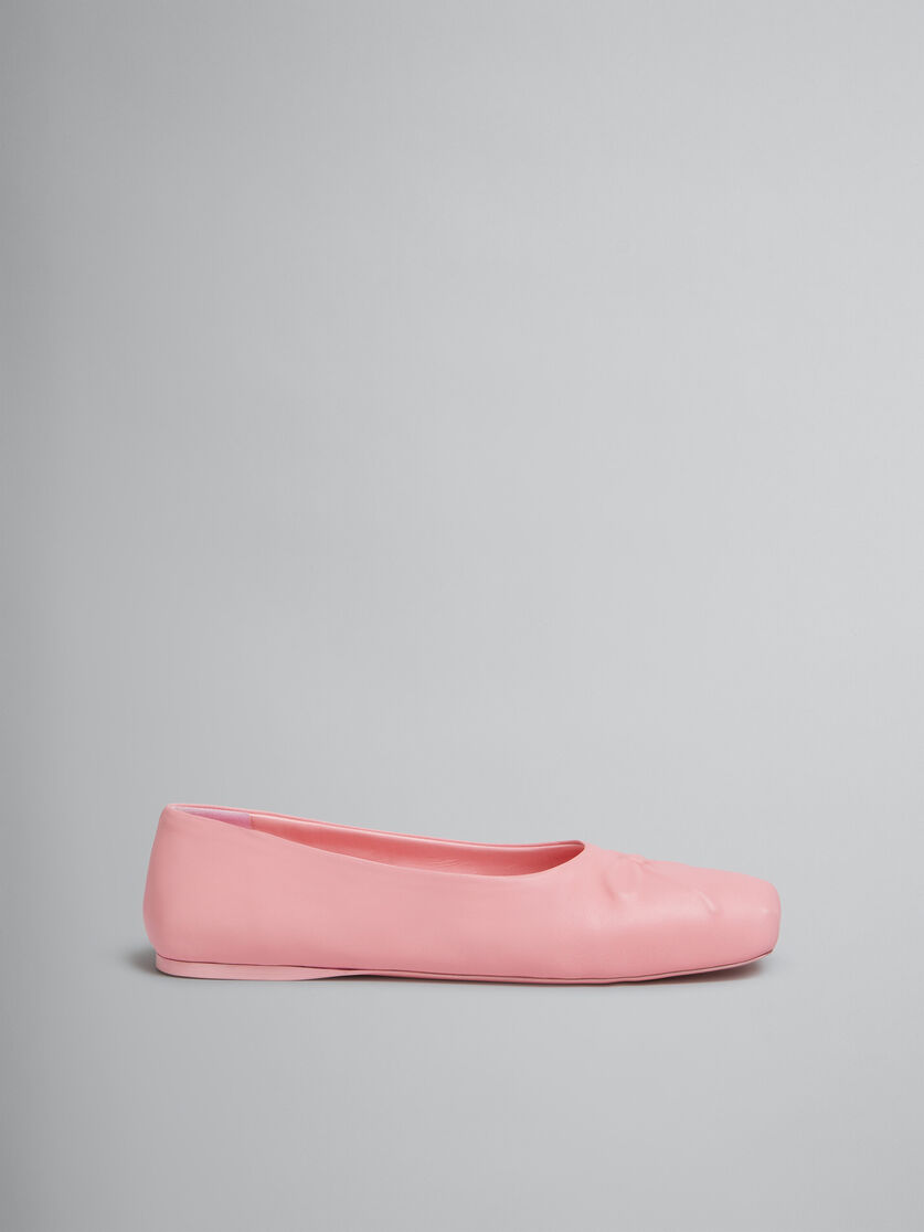 ピンク レザー製 Little Bowシームレス フラットバレエシューズ | Marni