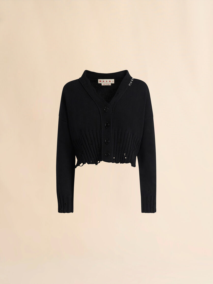 Kurzer Cardigan aus schwarzer Baumwolle - Pullover - Image 1
