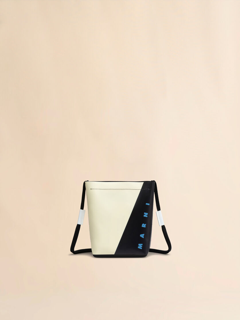 White and black Tribeca crossbody bag with shoelace strap - Shoulder Bags - Image 1