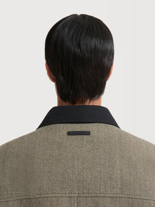 Taupe tweed jacket with sculptural collar - Jackets