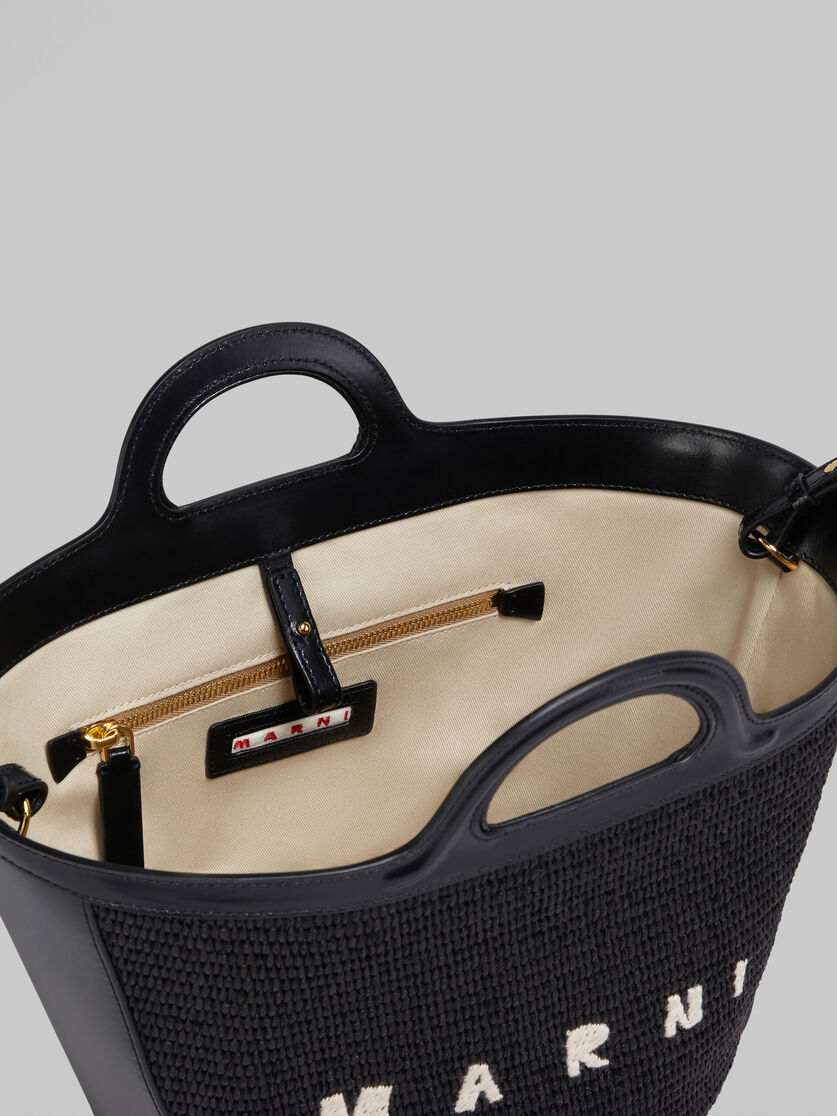 Tropicalia Small Bag in light blue leather and raffia-effect fabric - Handbag - Image 4