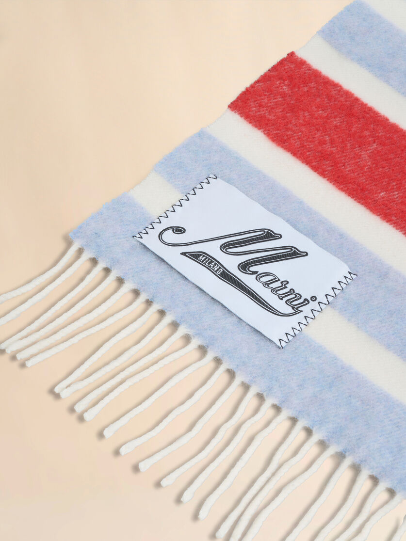 Plaid rayé rouge et bleu clair en laine et alpaga - Autres accessoires - Image 3