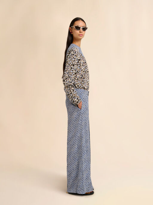 Schwarzes Top aus Crêpe de Chine mit Anemones-Print - Hemden