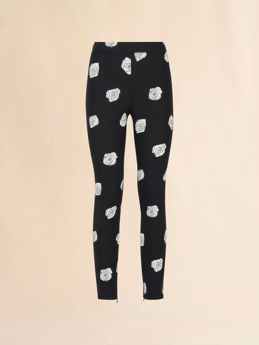 Black stretch poplin trousers with Andromeda print - Pants - Image 1
