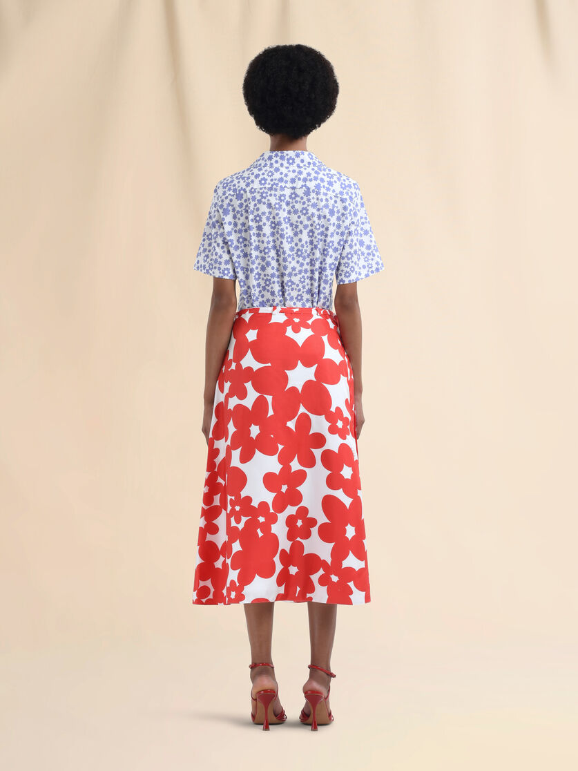 Red and white Dillies Print silk skirt - Skirts - Image 3