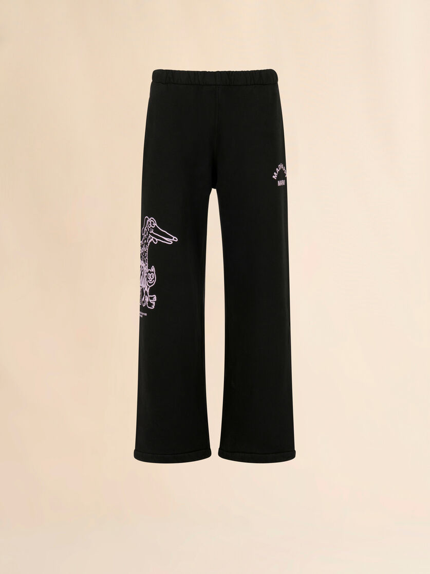 Marni + Madhappy black cotton sweatpants with animal print - Pants - Image 1