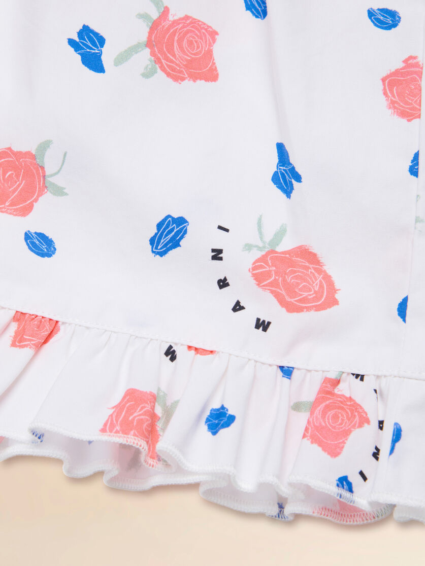 Short in cotone bianco con stampa Tea Time, Image 4